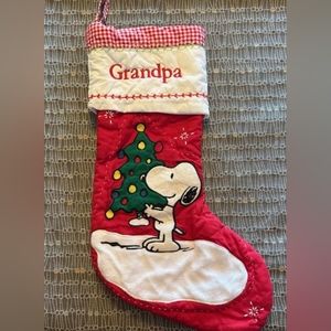 Pottery Barn Snoopy Christmas Stocking Grandpa Christmas Stocking